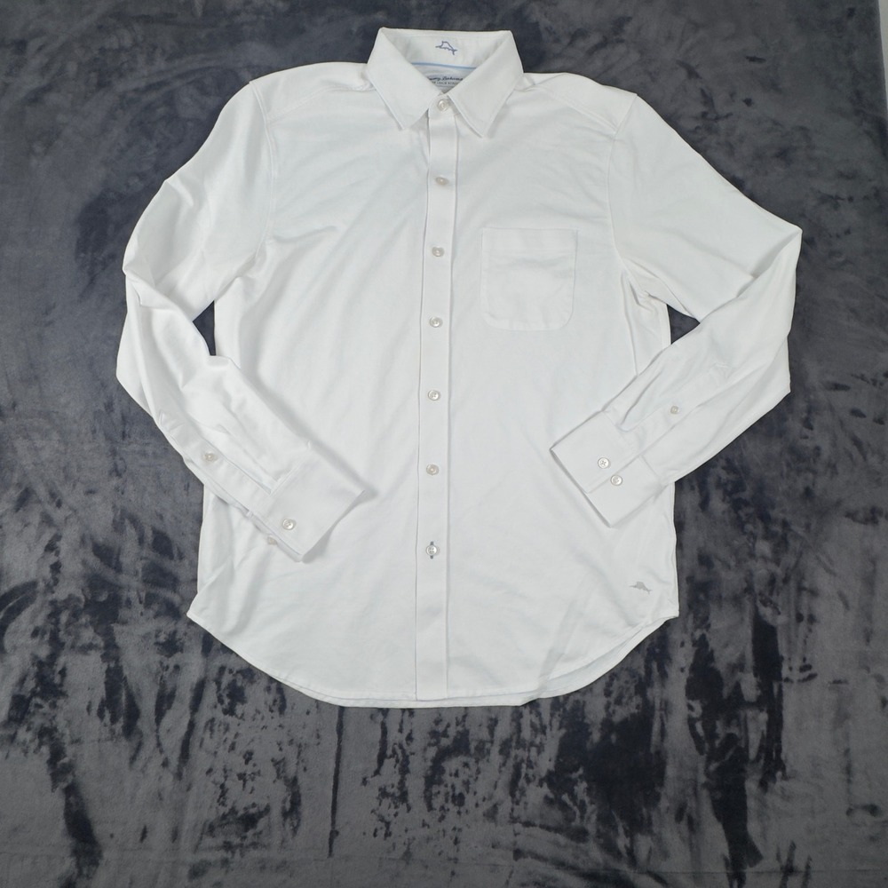 Tommy Bahama Button Down Shirt Mens Small White San Lucio Stretch IslandZone